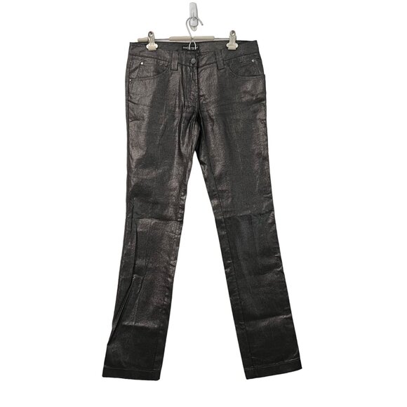 Dolce & Gabbana Womens Gunmetal Metallic Straight Leg Pants Size 8 IT44 - Picture 1 of 4